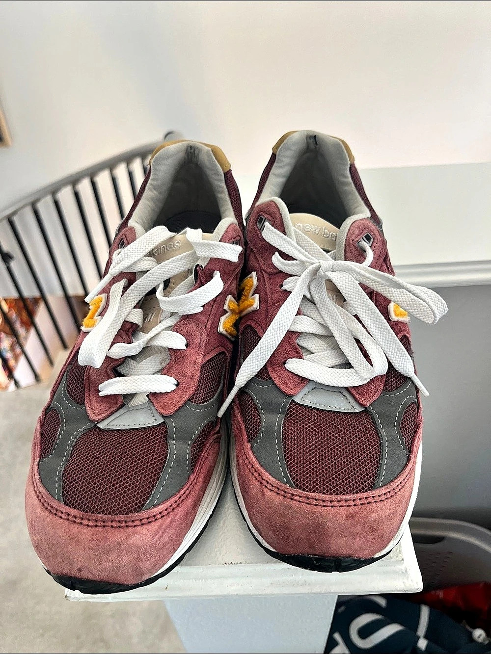 New Balance 992 Made in USA 'Burgundy' & Black Sneakers